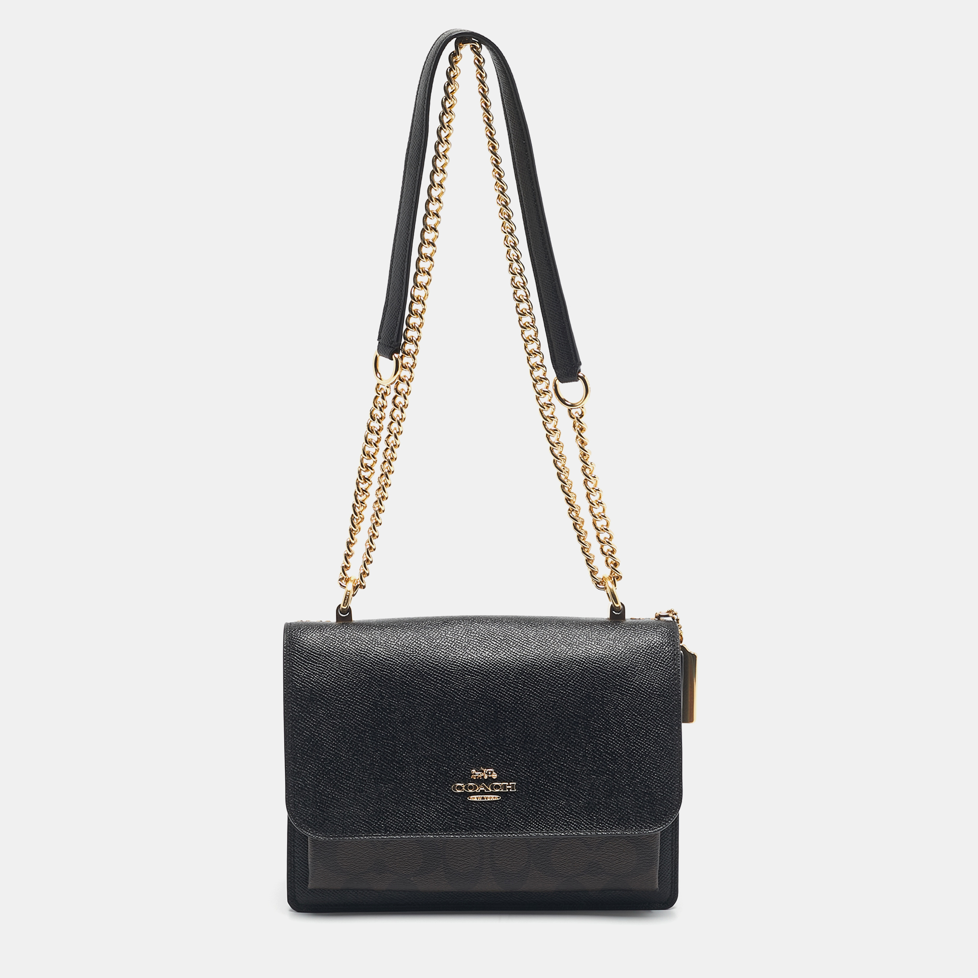 

Coach Black/Brown Signature Coated Canvas and Leather Klare Crossbody Bag