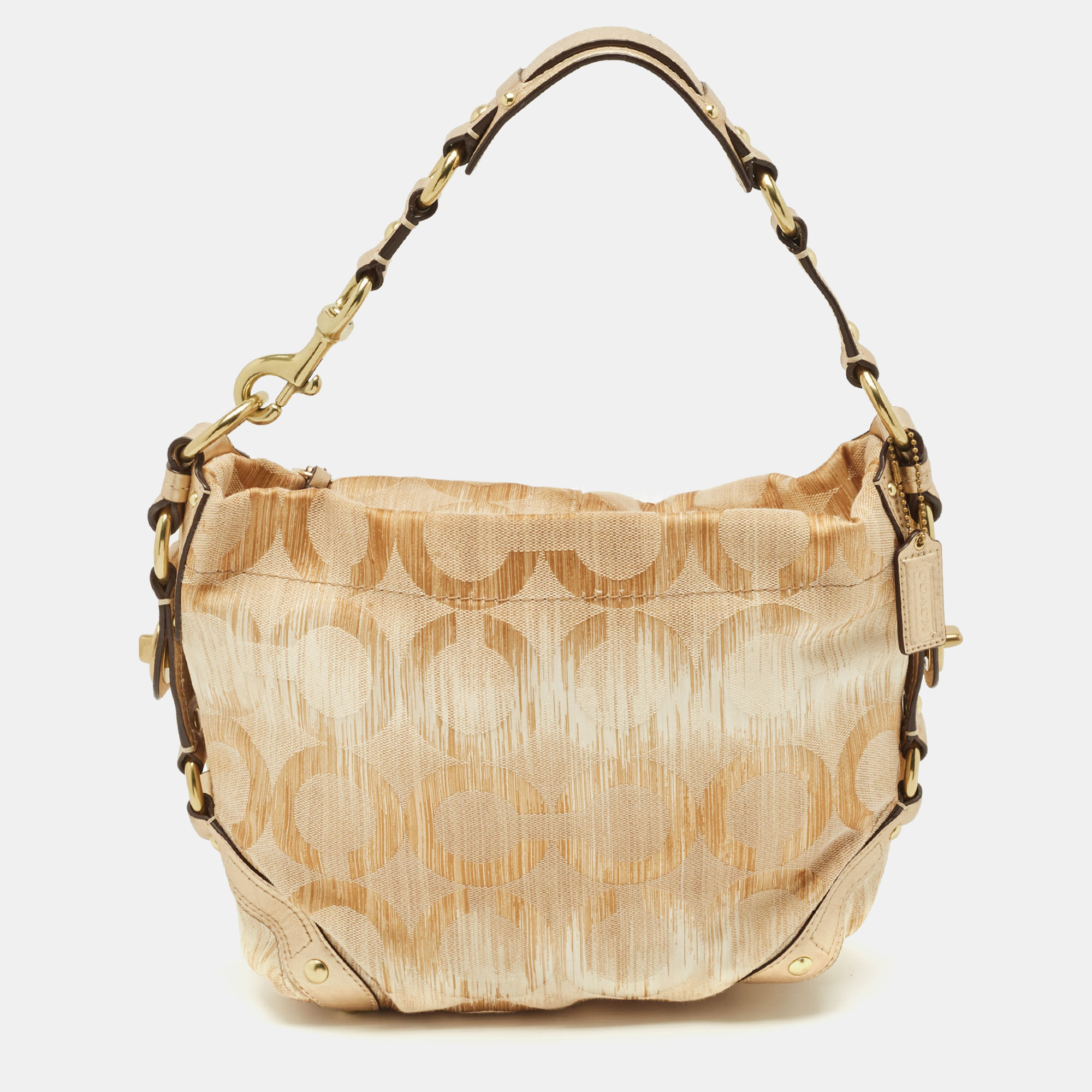 

Coach Gold Signature Canvas and Leather Carly Hobo
