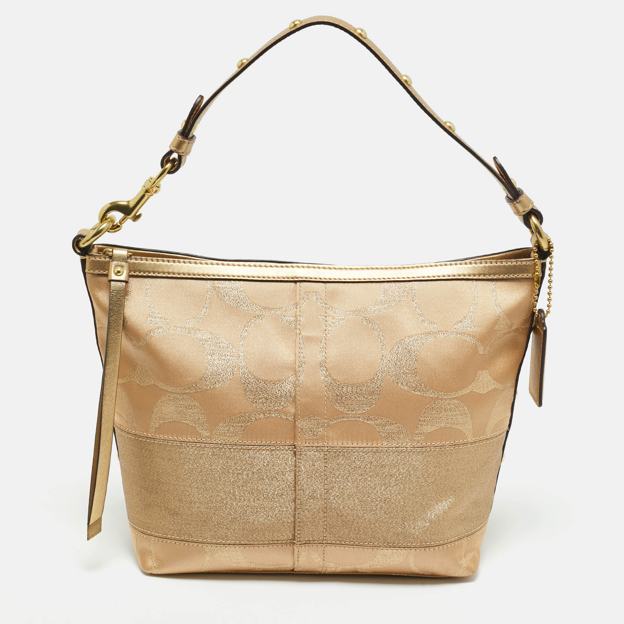 

Coach Gold Signature Satin Shoulder Bag