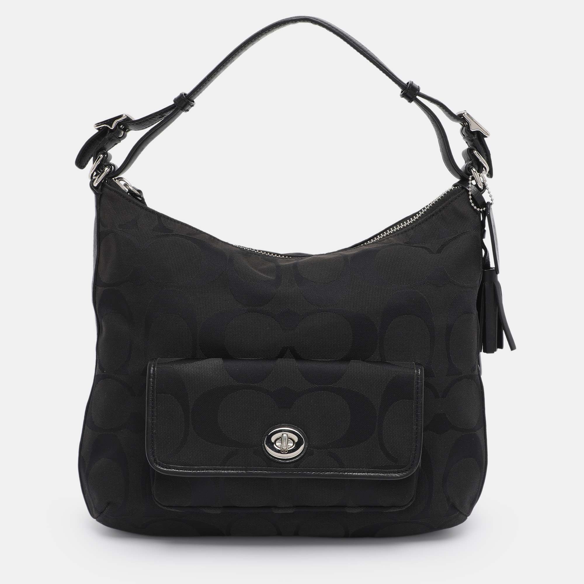Pre-owned Coach Black/grey Canvas And Leather Legacy Courtenay Hobo