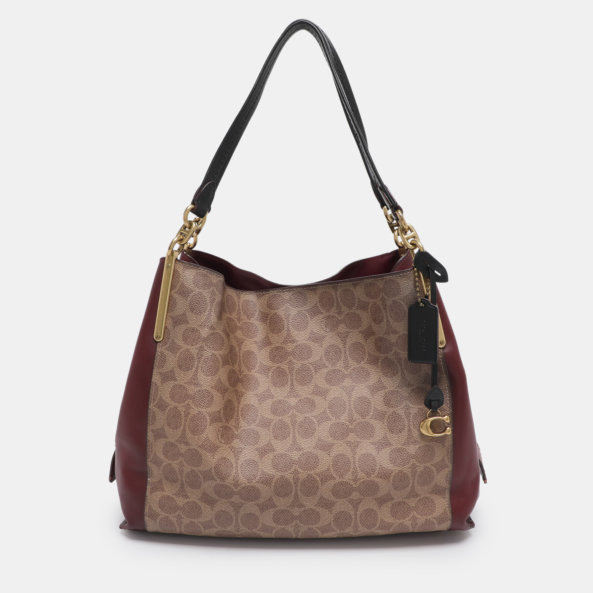 Pre-owned Coach Multicolor Coated Canvas And Leather Colorblock Dalton Shoulder Bag