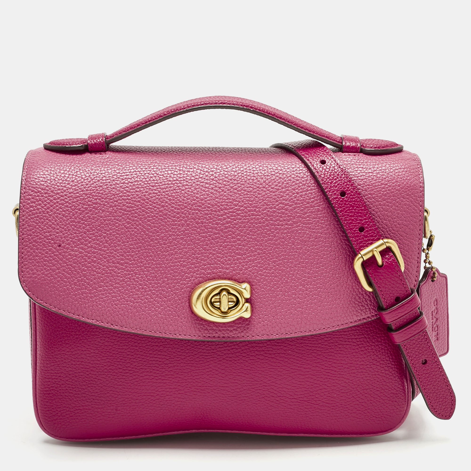 

Coach Pink/Red Leather Cassie 25 Top Handle Bag
