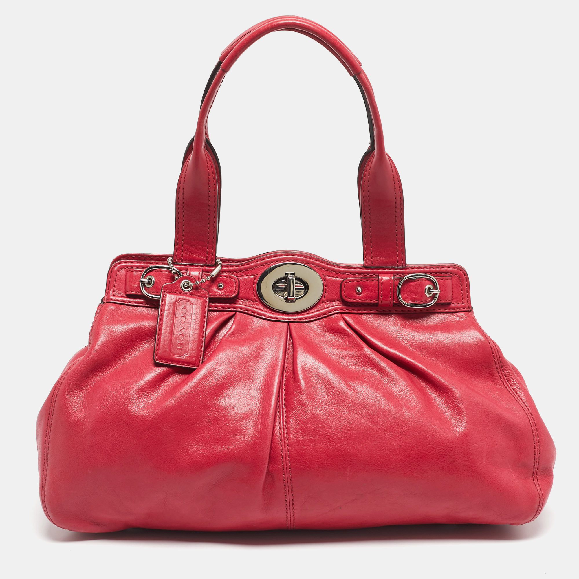 

Coach Pink Leather Pleated Garnet Shoulder Bag