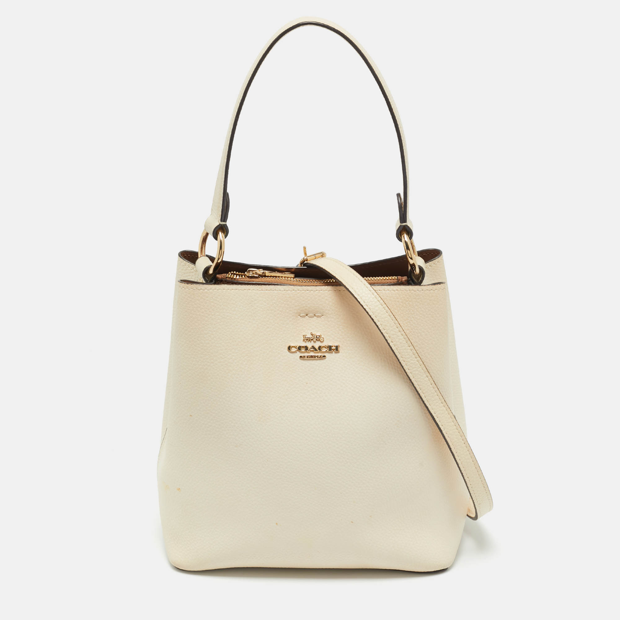 

Coach Ivory Leather Small Town Bucket Bag, White