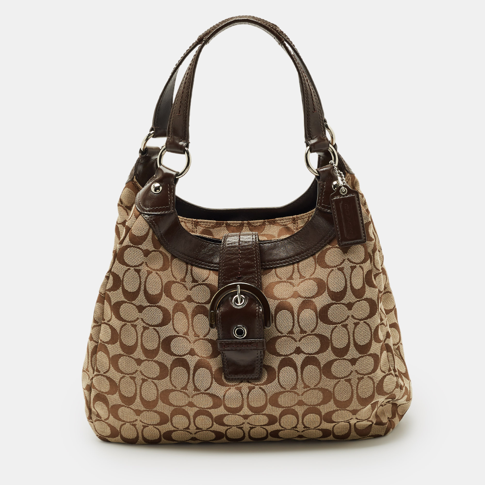 

Coach Beige/Brown Signature Canvas and Leather Soho Lynn Hobo