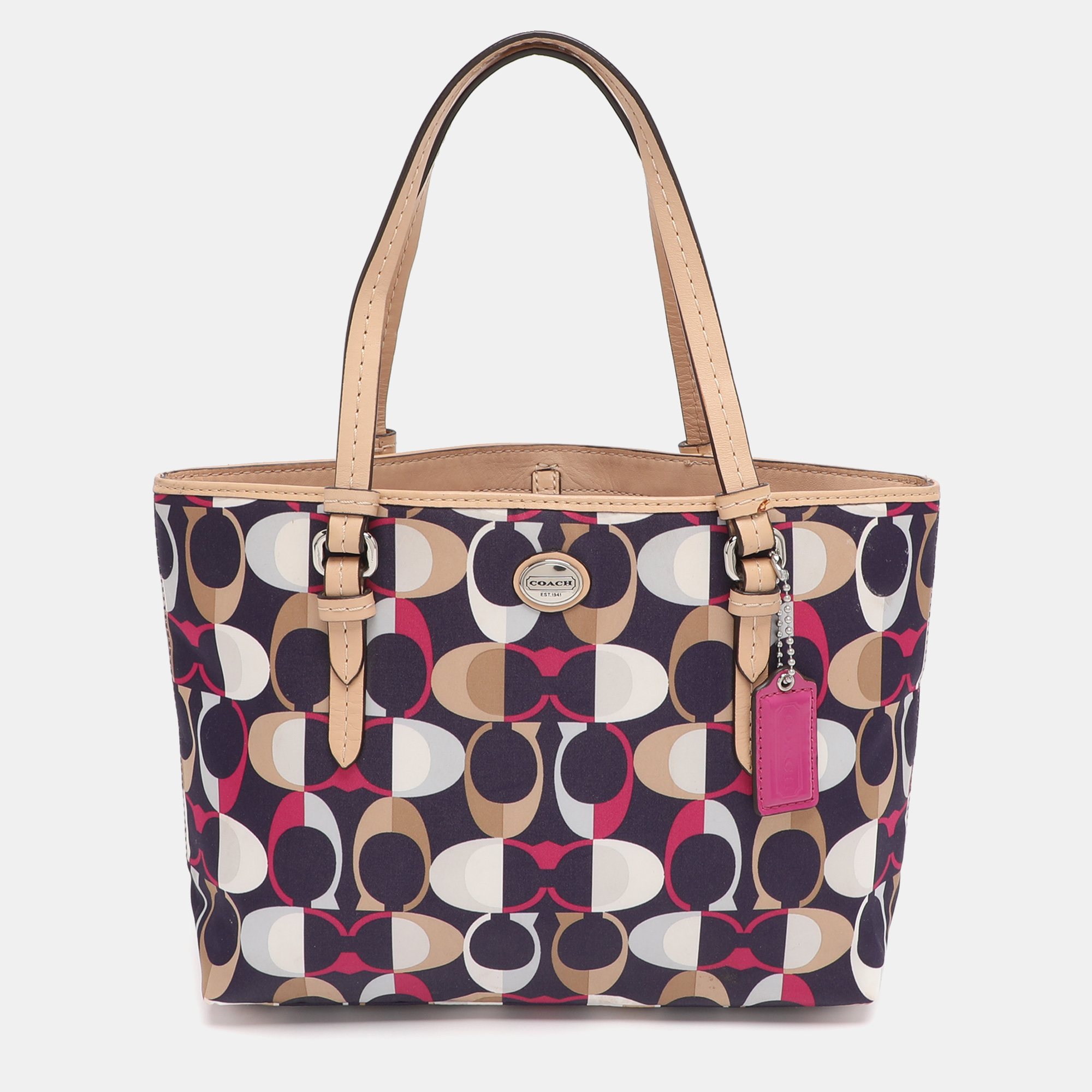 

Coach Multicolor Leather and Satin Peyton C Tote