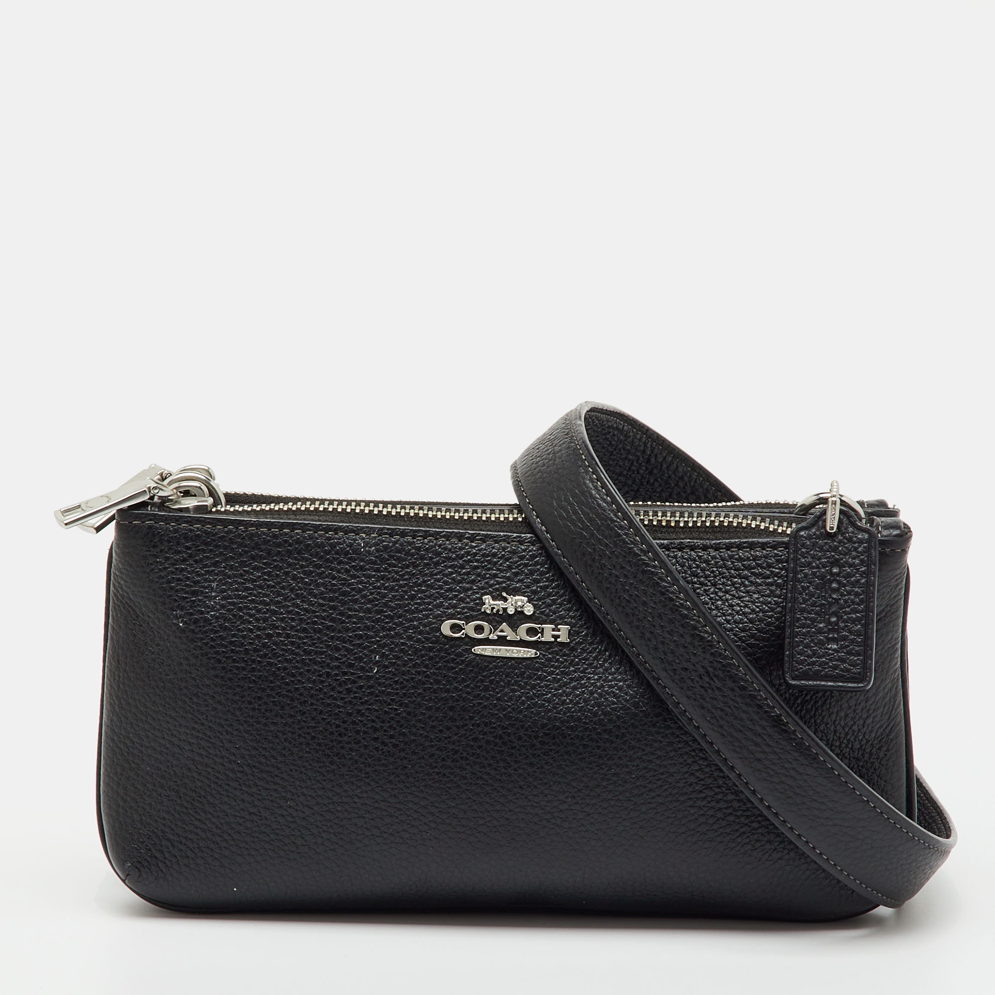 Pre-owned Coach Black Leather Double Zip Crossbody Bag