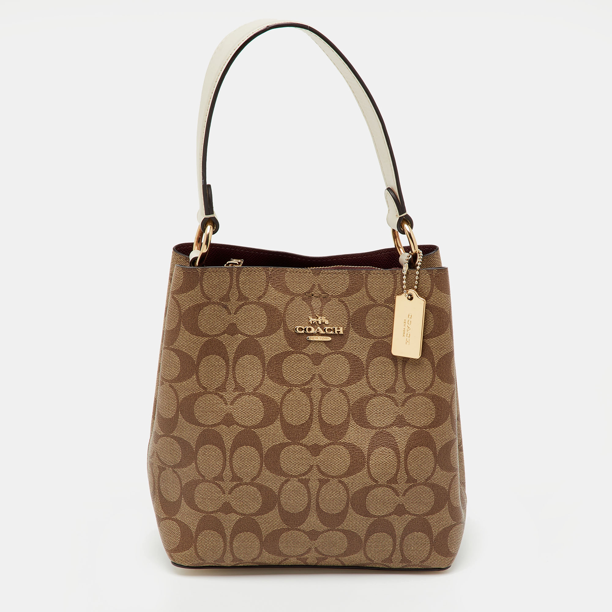 

Coach Brown/Beige Signature Coated Canvas Mollie Bucket Bag