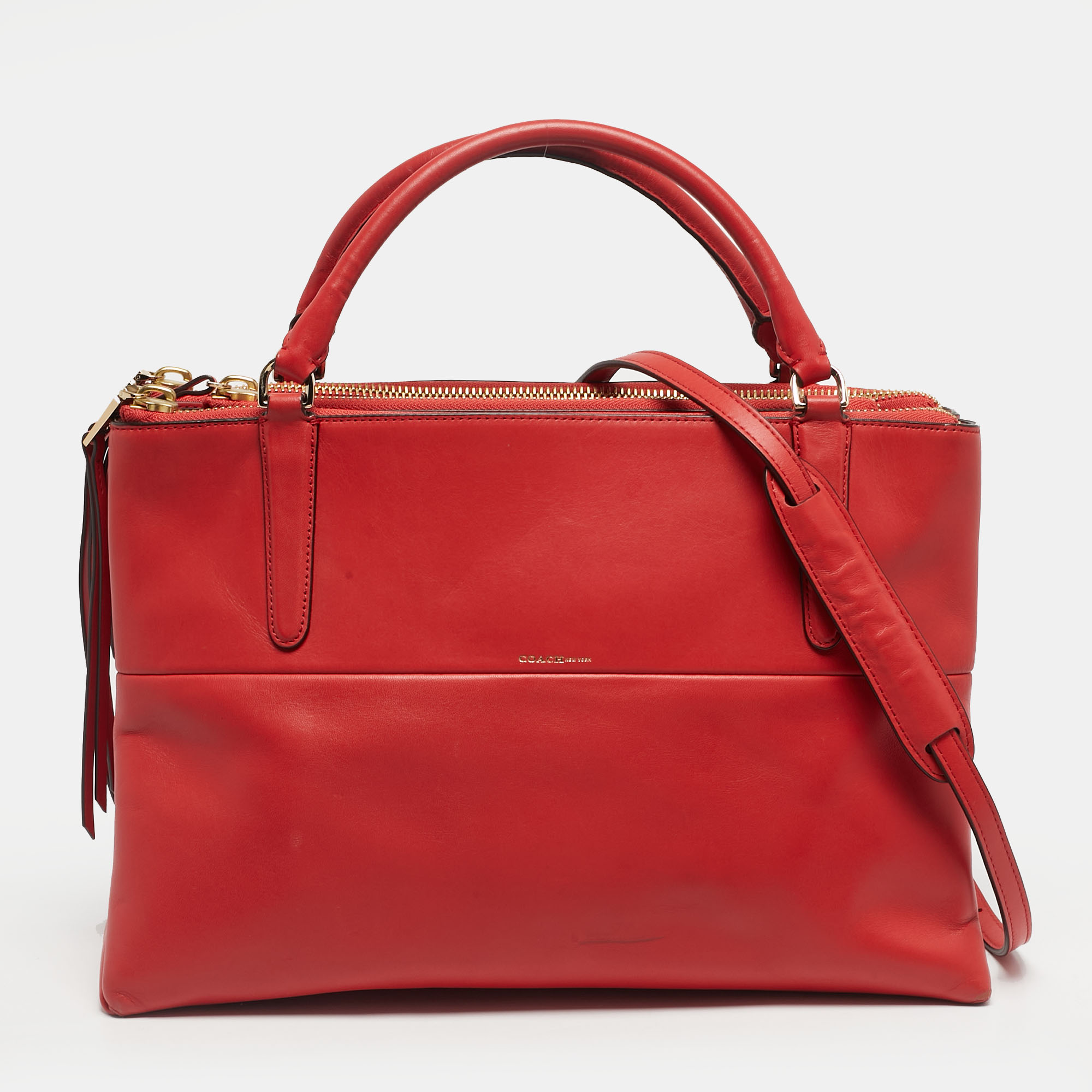 

Coach Red Leather Borough Tote