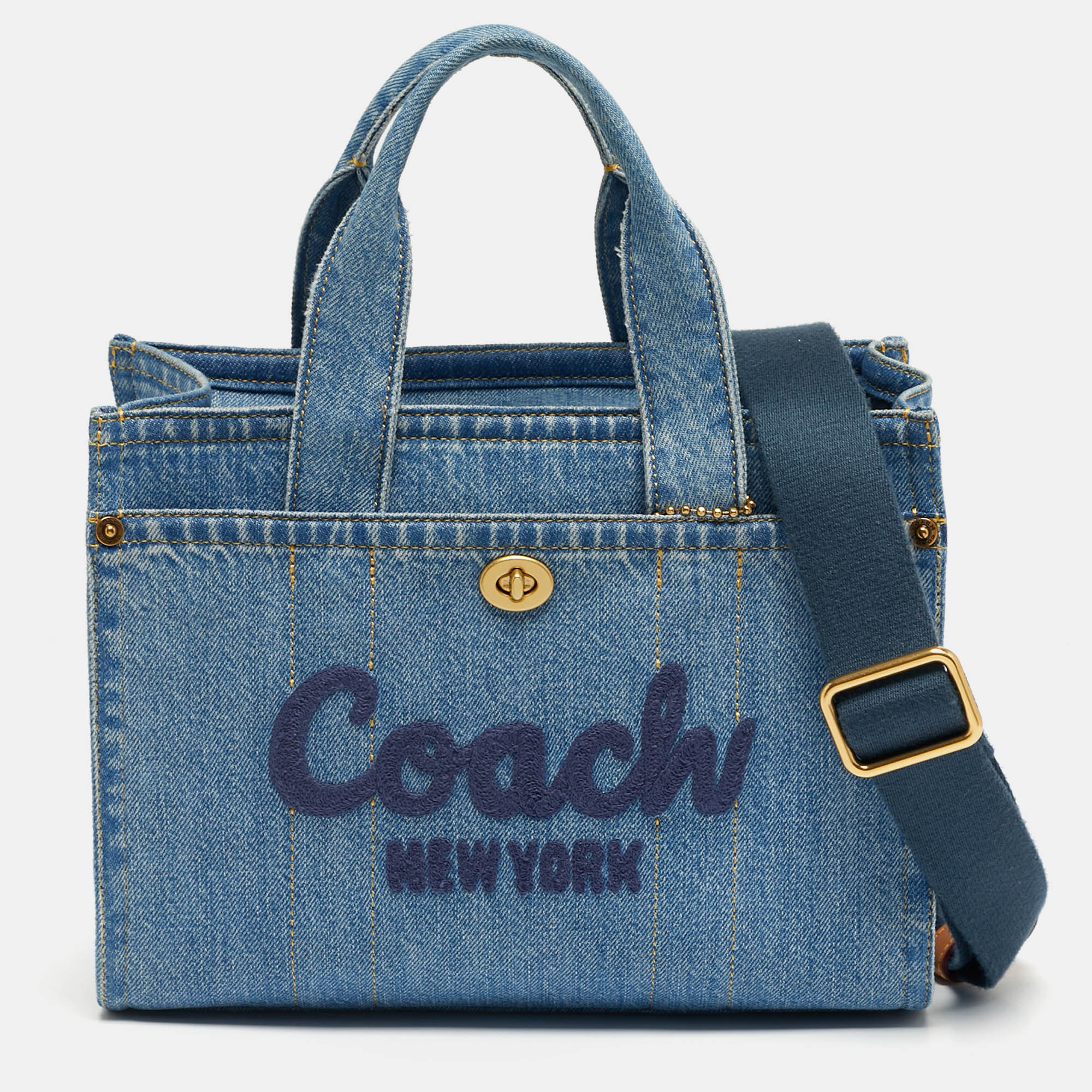 Pre-owned Coach Cargo Blue Denim Tote