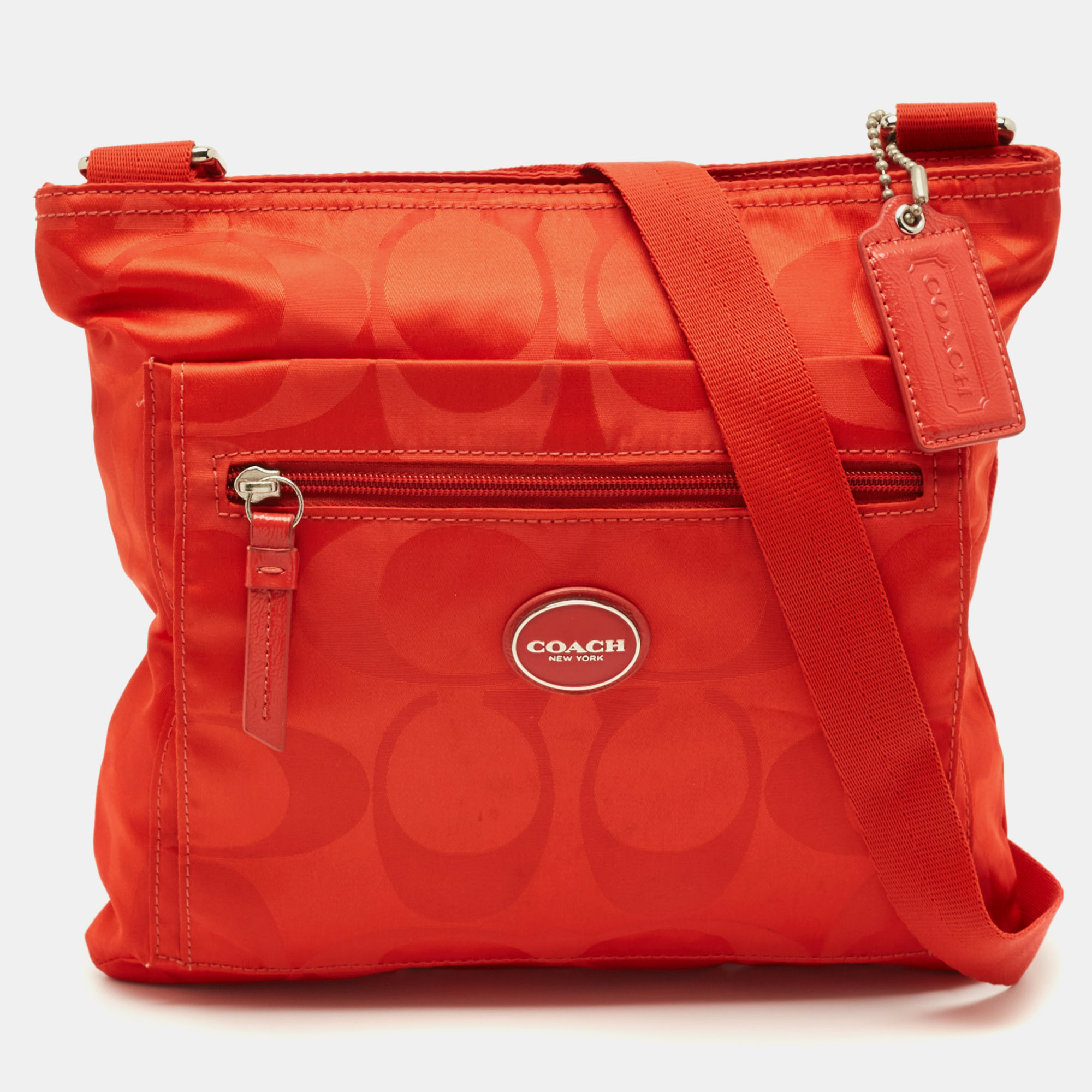 

Coach Orange Signature Nylon File Messenger Bag