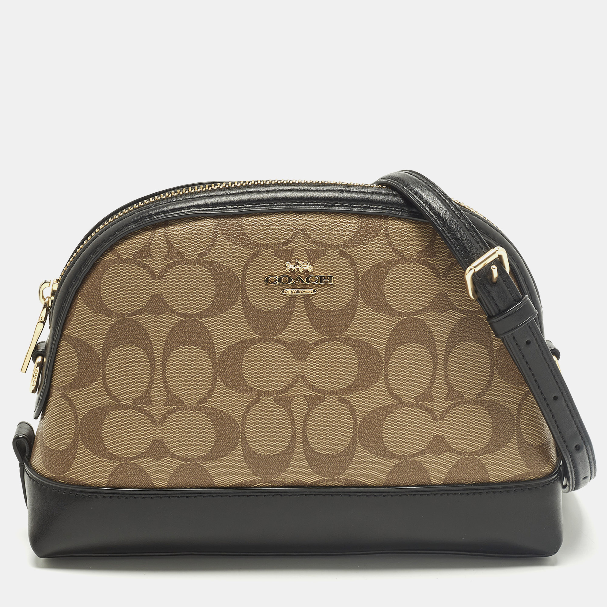 

Coach Dome Brown/Black Signature Coated Canvas Crossbody Bag