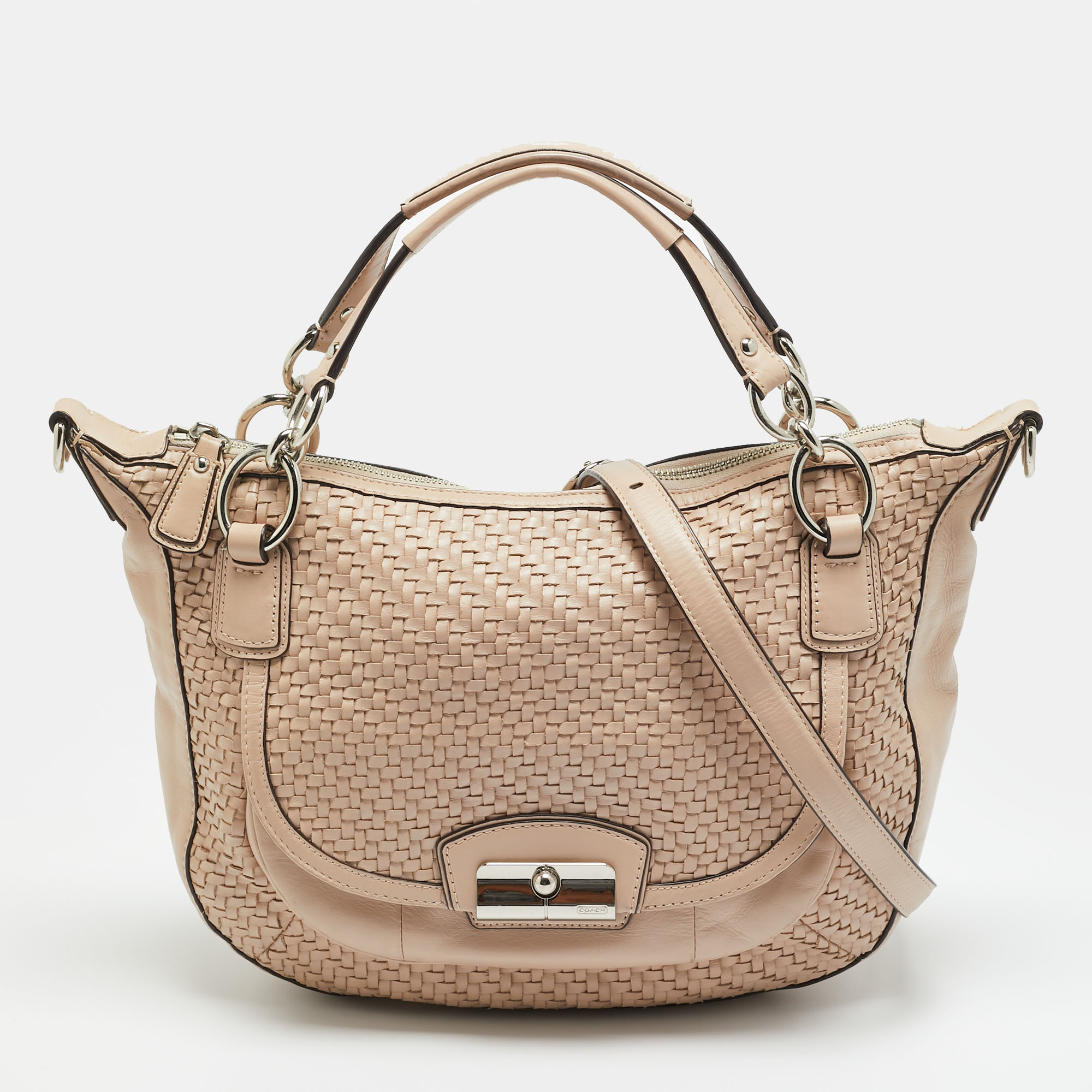 

Coach Kristin Blush Pink Woven Leather Satchel
