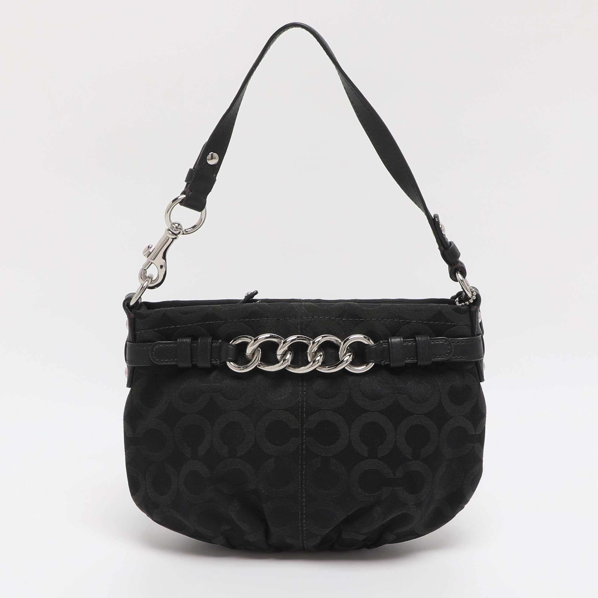 

Coach Brooke Black Op Art Jacquard and Leather Hobo