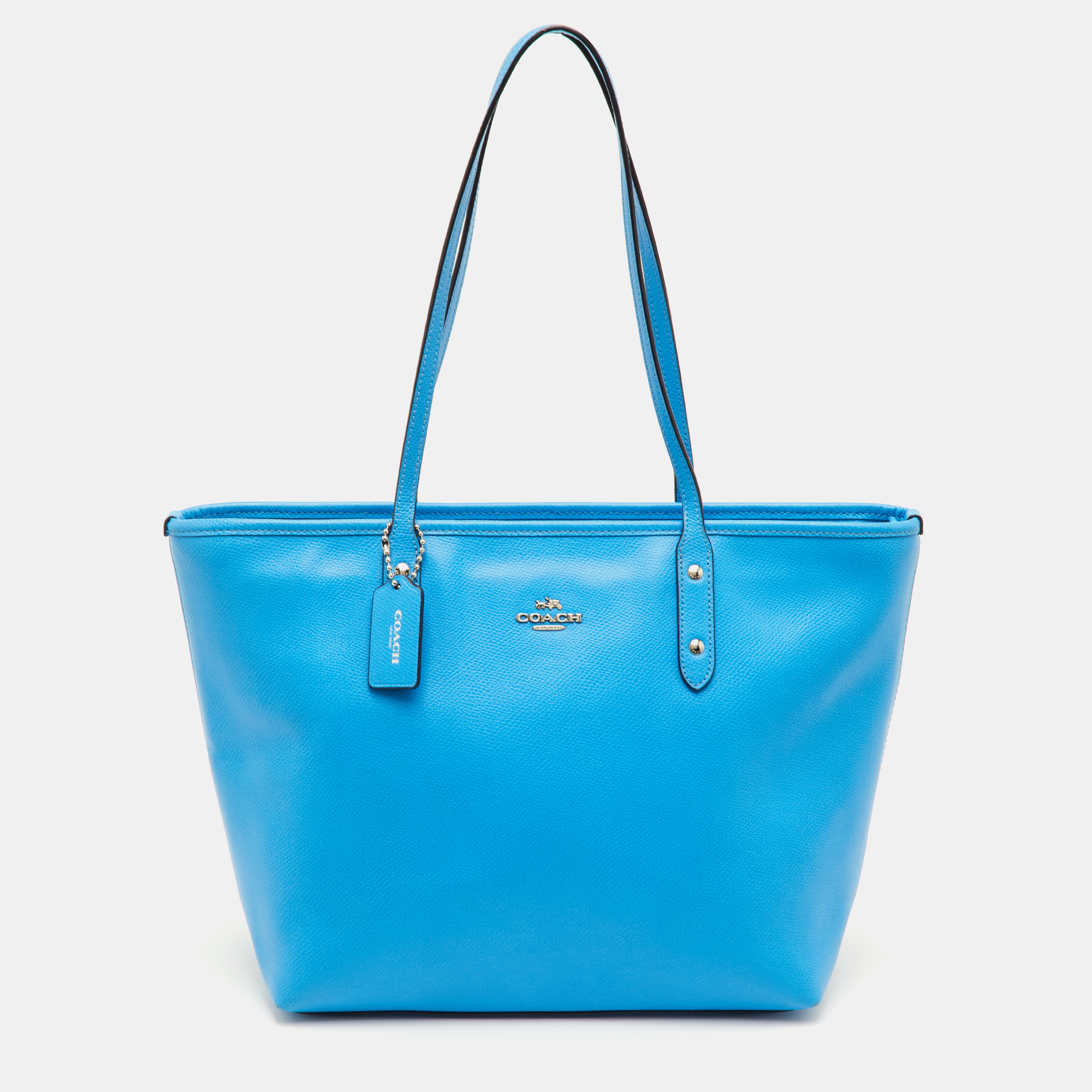 

Coach City Blue Leather Zip Shopper Tote
