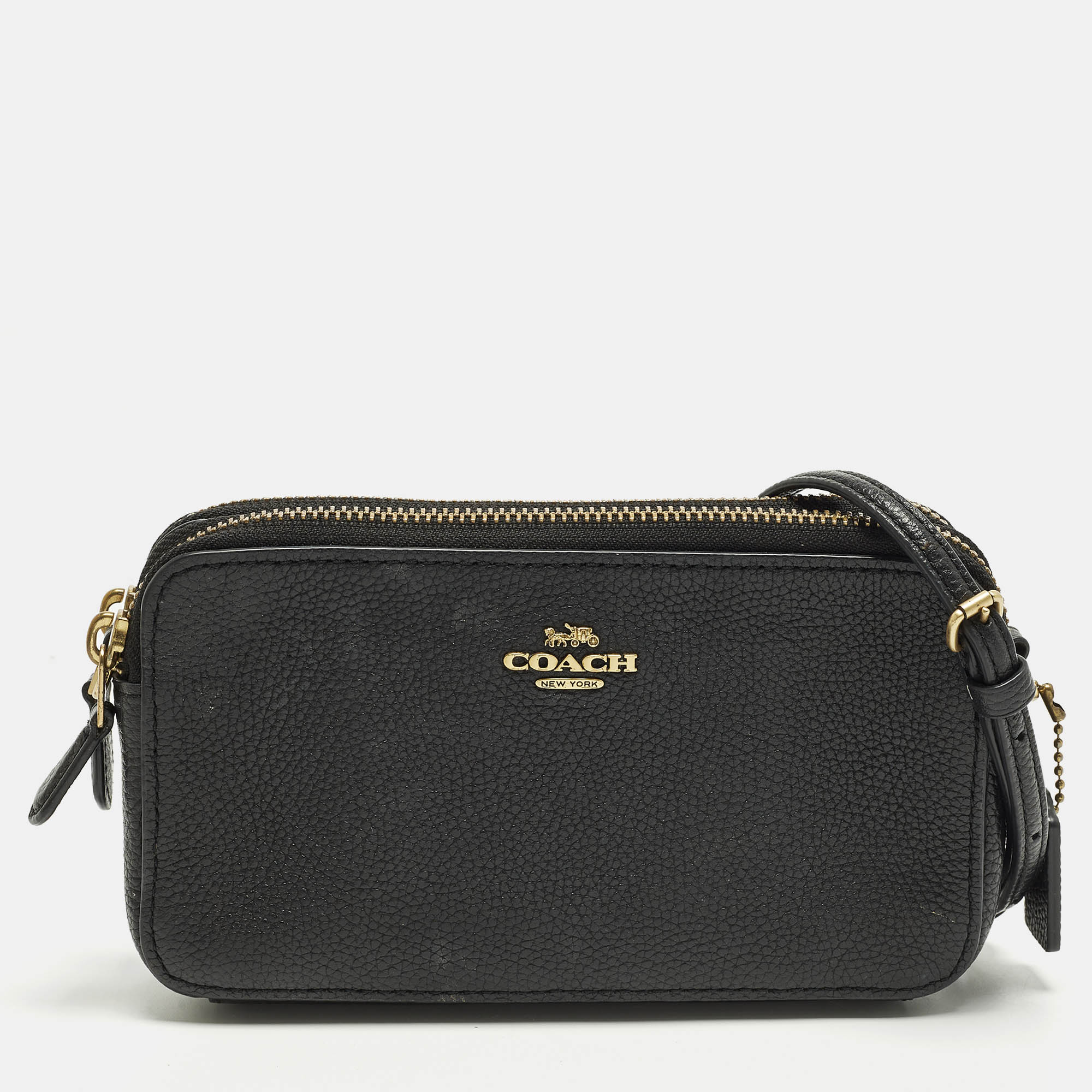 

Coach Kira Double Zip Black Leather Crossbody Bag