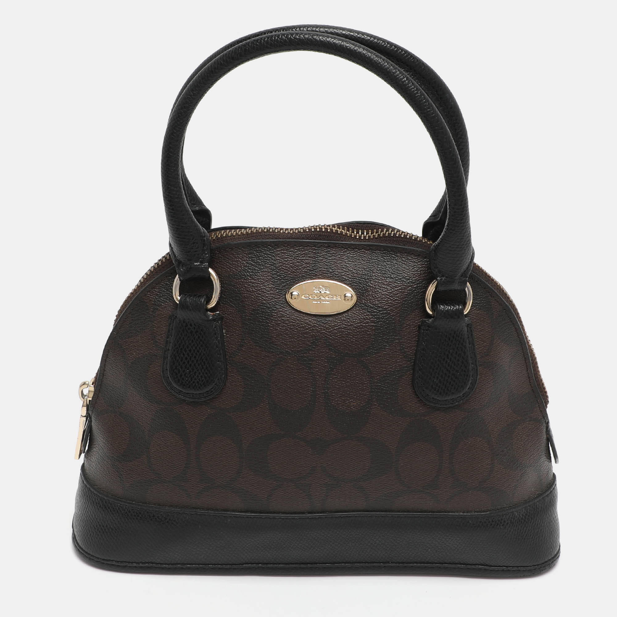 

Coach Cora Dome Brown Signature Coated Canvas and Leather Satchel