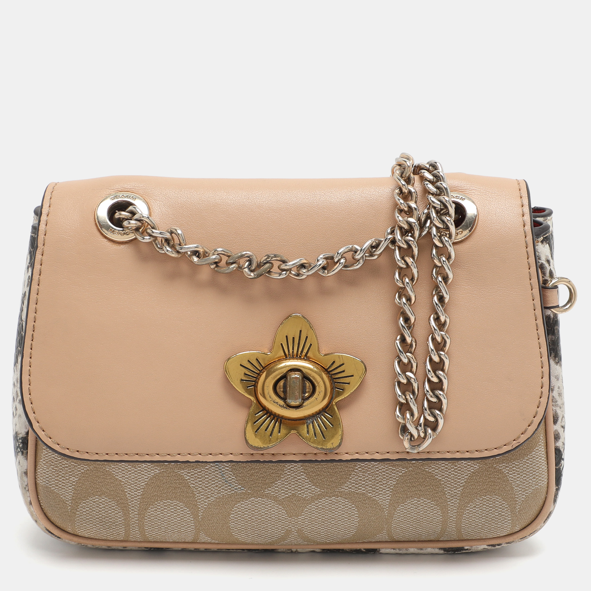 

Coach Cassidy Mini Multicolor Signature Coated Canvas and Snakeskin Embossed Leather Shoulder Bags