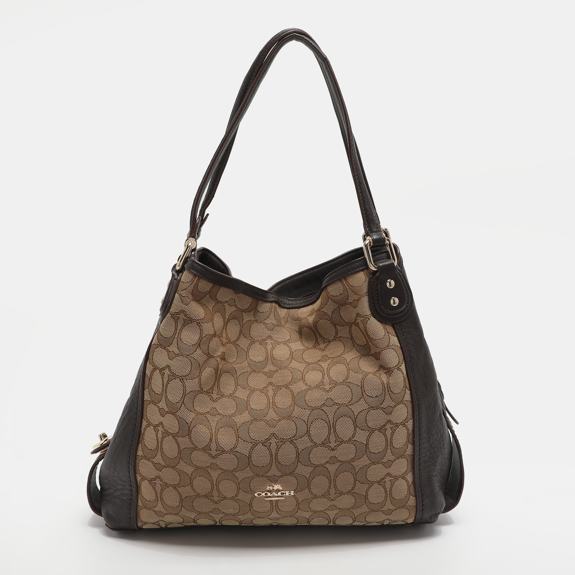 

Coach Edie 31 Beige/Brown Signature Canvas and Leather Shoulder Bag