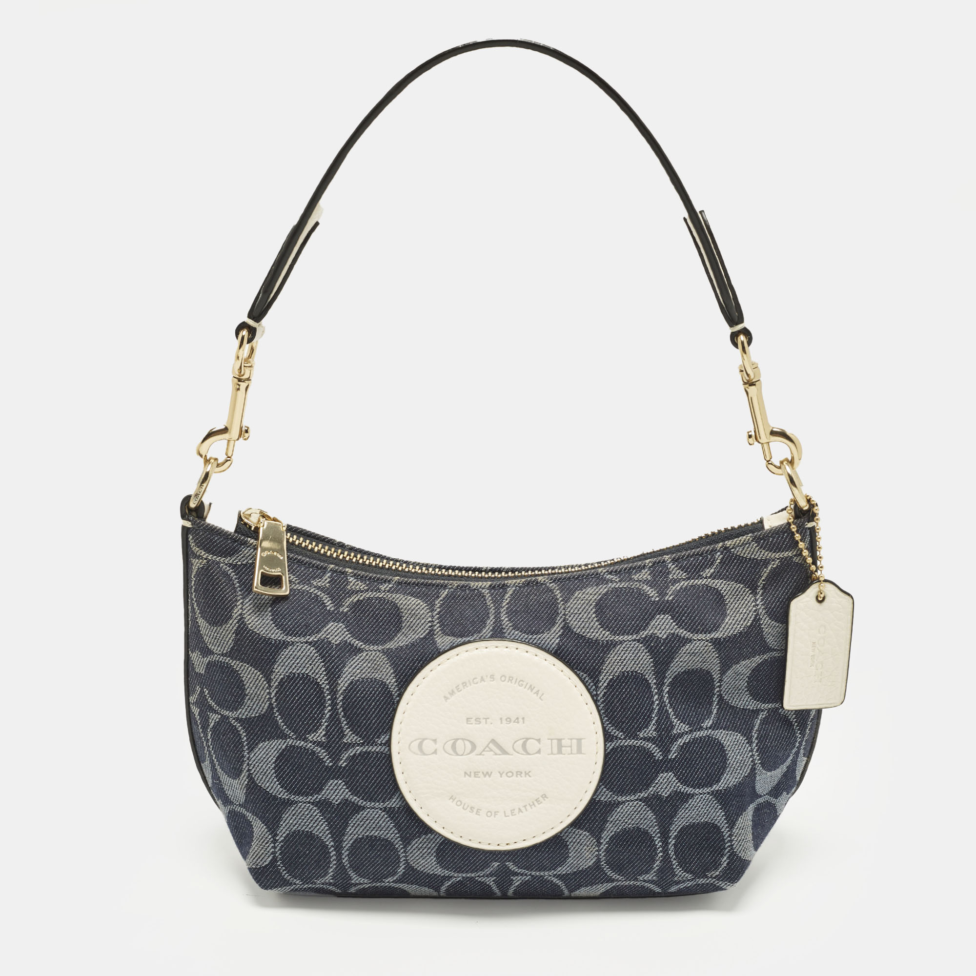 

Coach Dempsey Blue/Off White Denim Logo Jacquard Patch Shoulder Bag