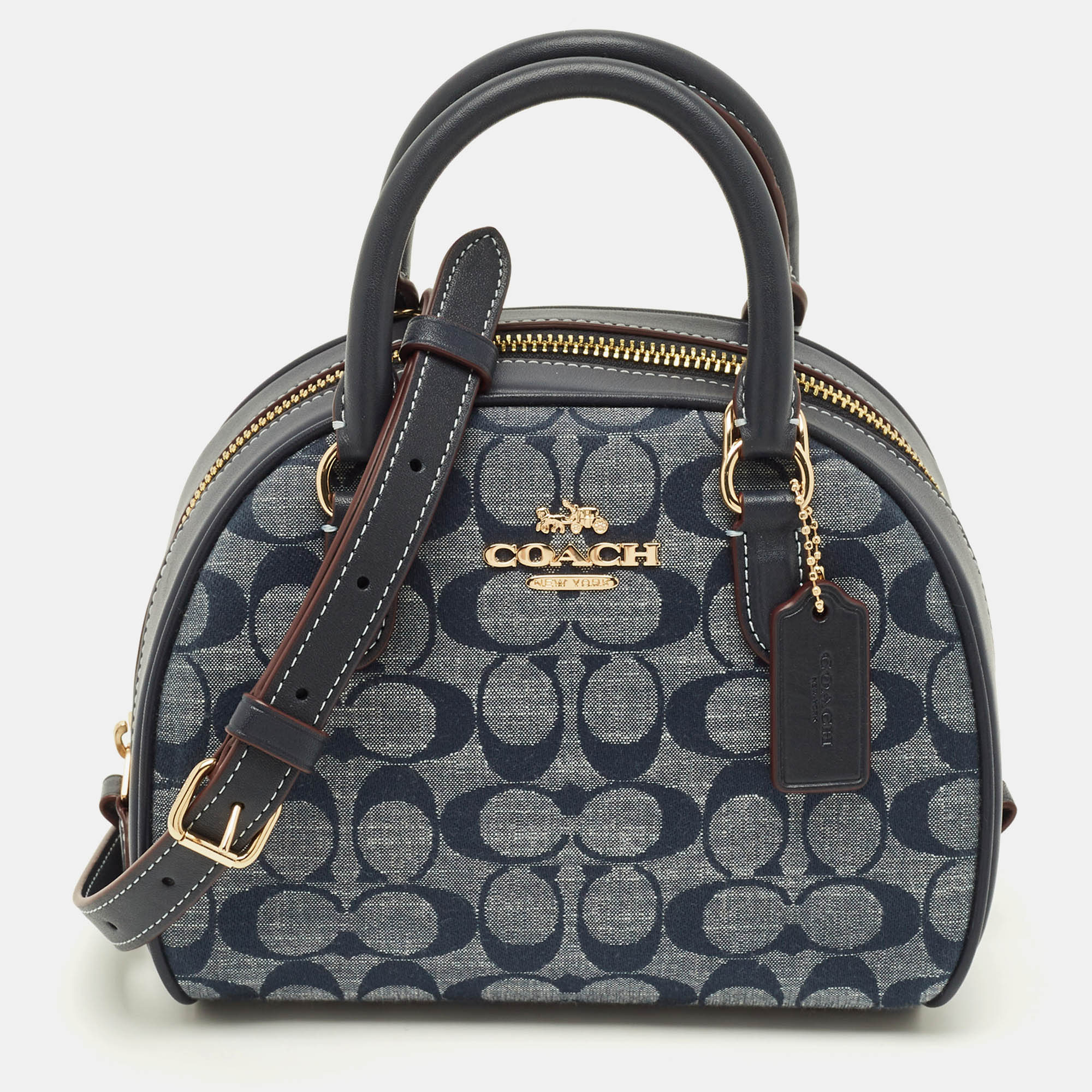 

Coach Sydney Navy Blue Signature Denim and Leather Satchel