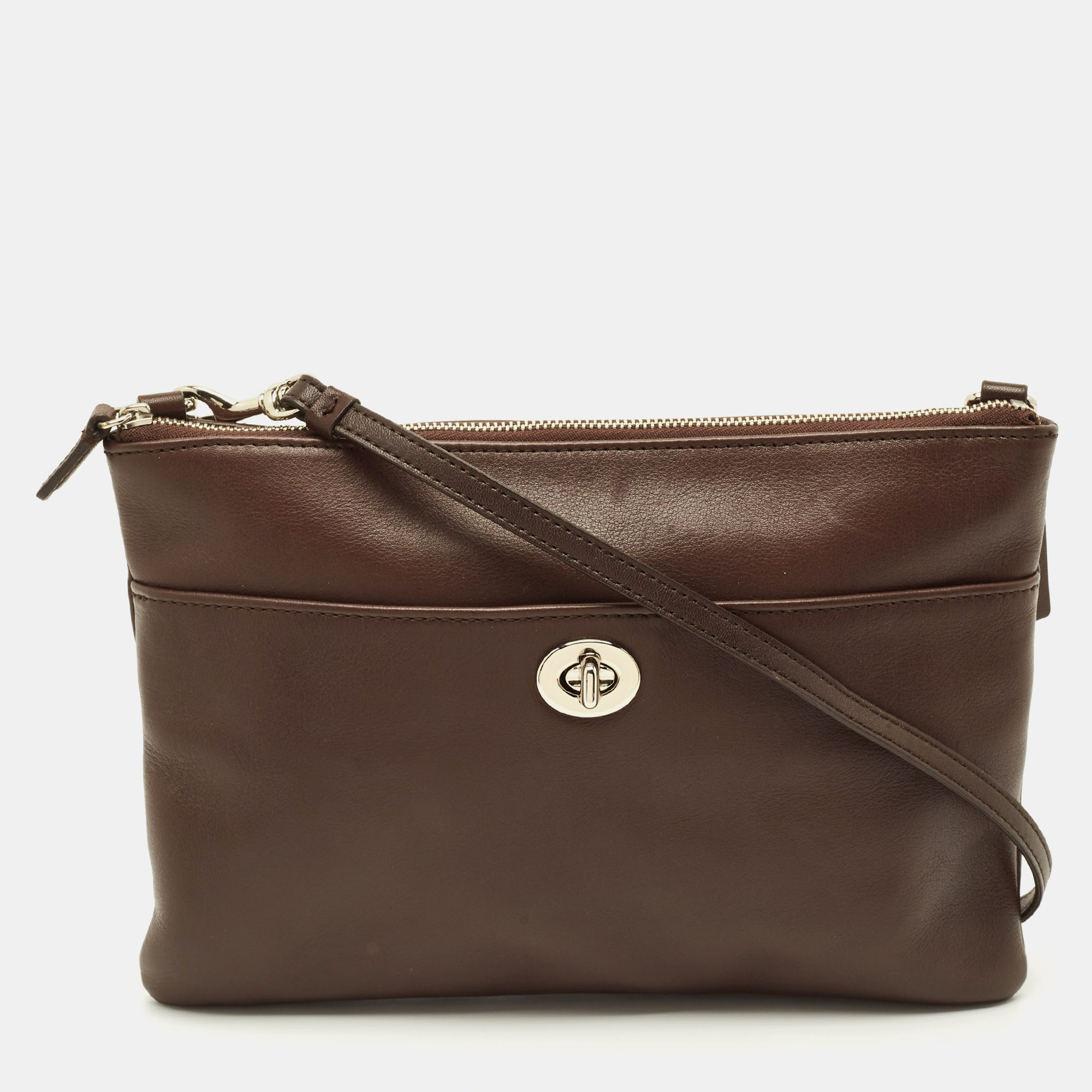 

Coach Legacy Turnlock Choco Brown Leather Crossbody Bag
