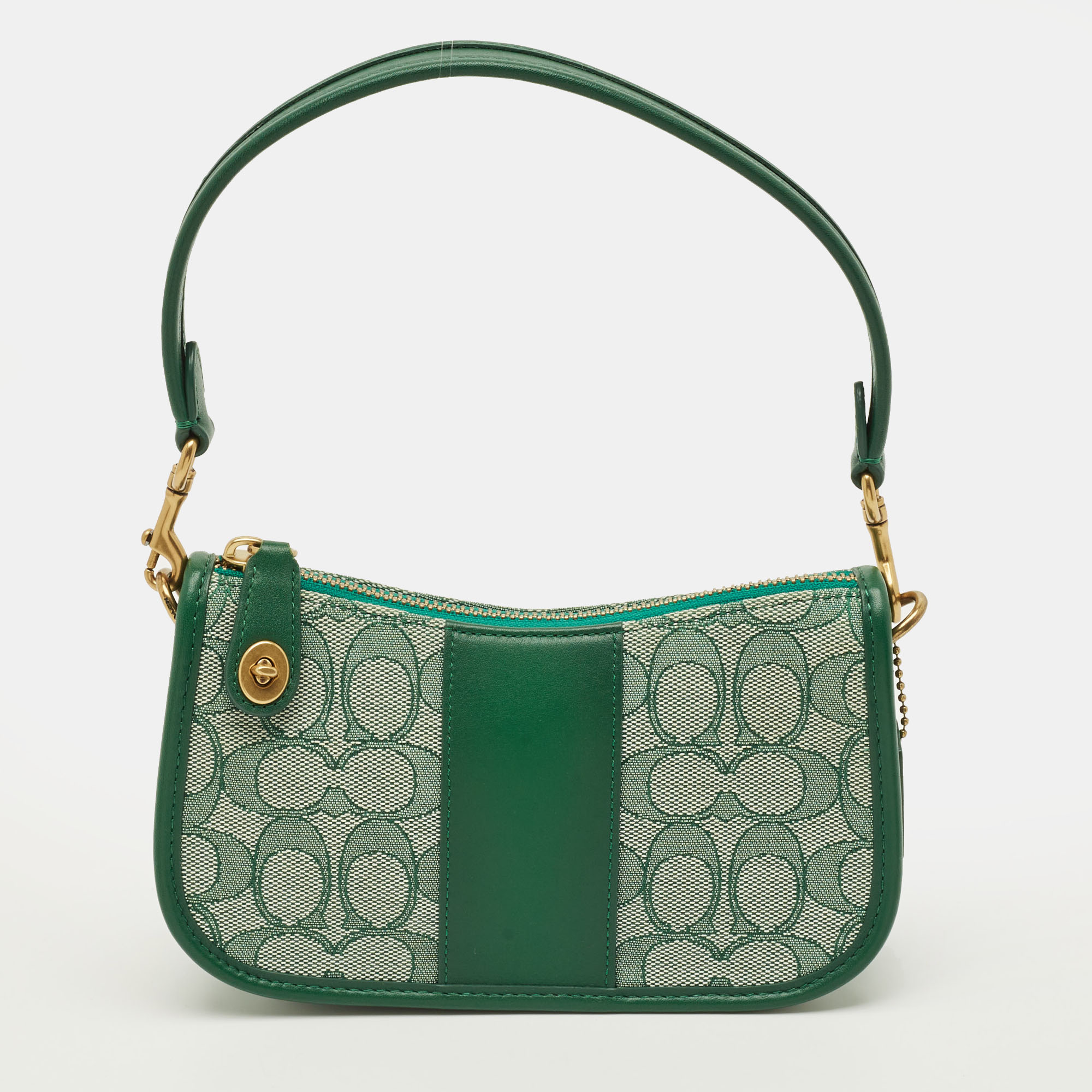 

Coach Swinger 20 Green Signature Canvas and Leather Bag