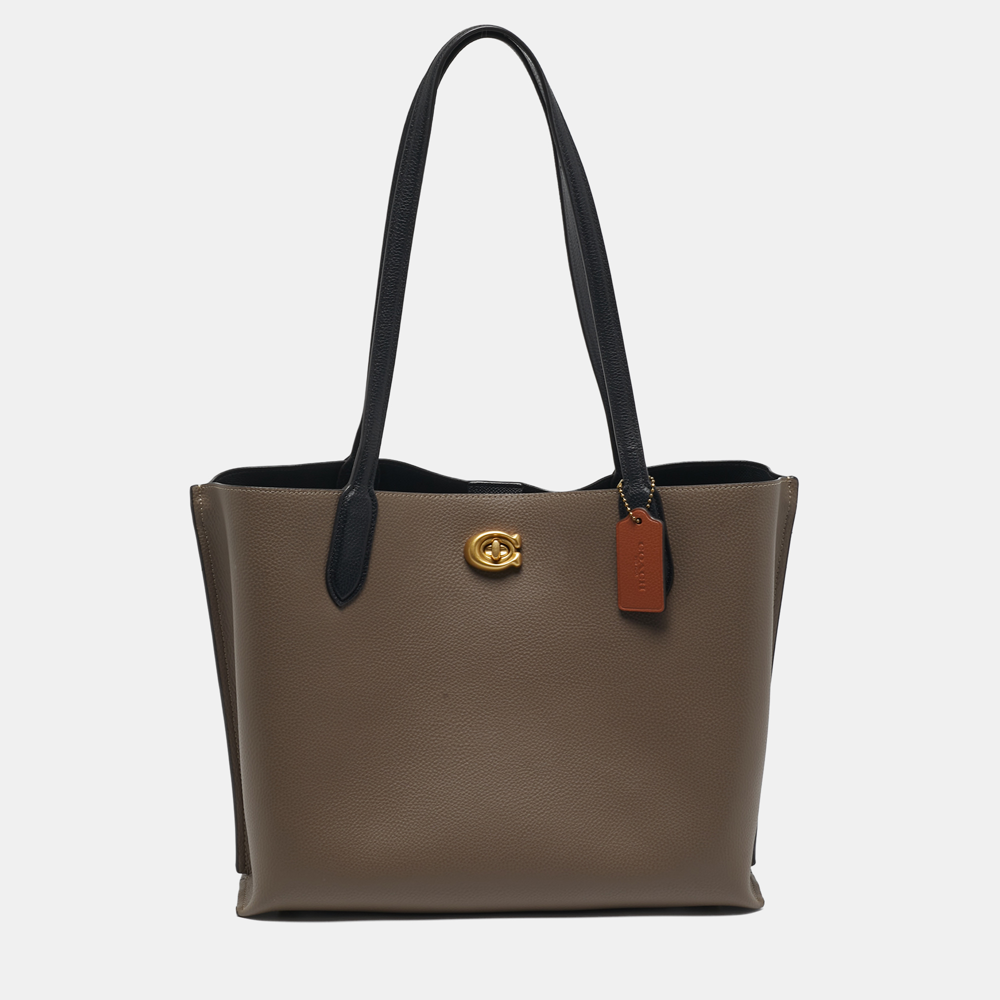 

Coach Willow Colorblock Beige/Black Leather Tote