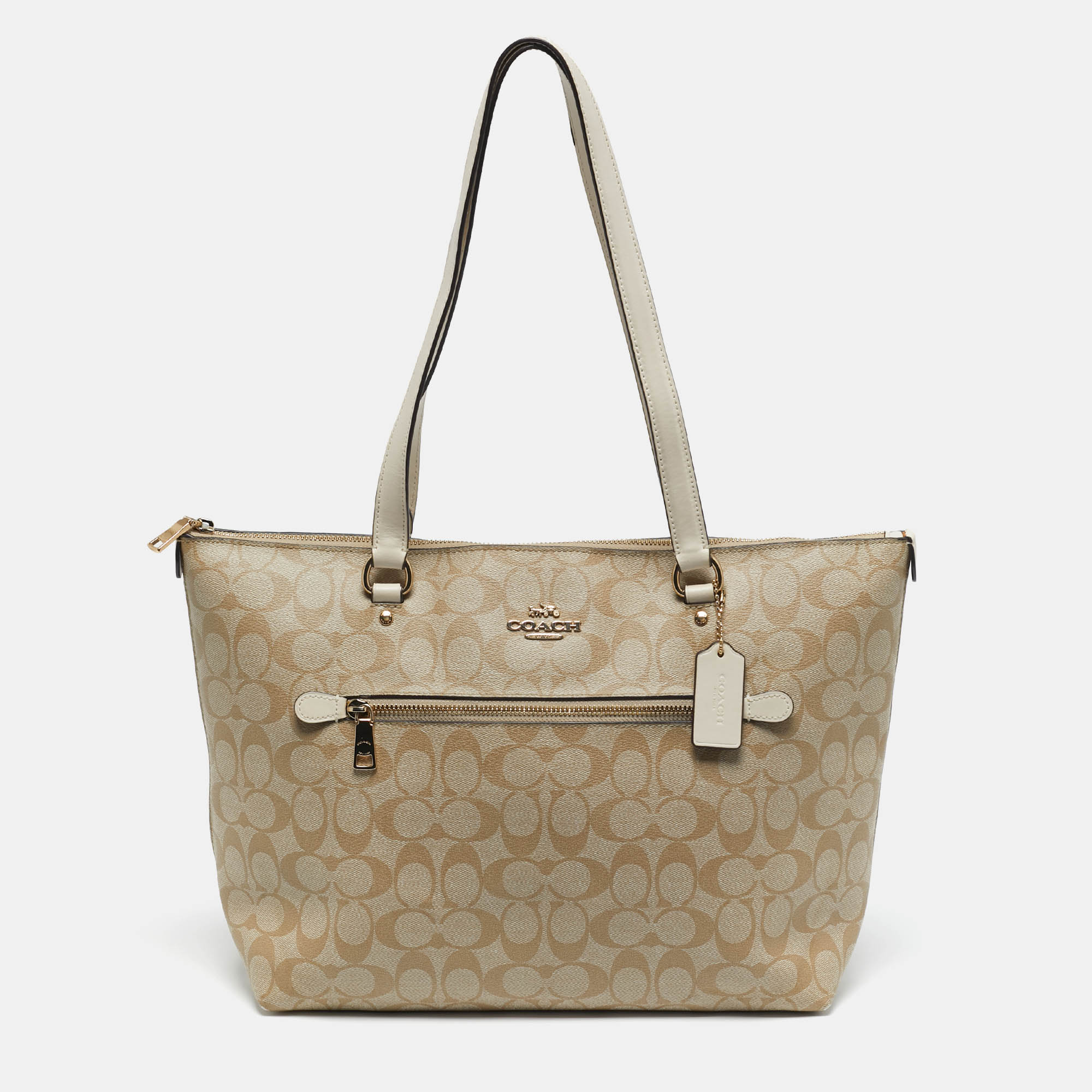 

Coach Gallery Beige Signature Coated Canvas Tote