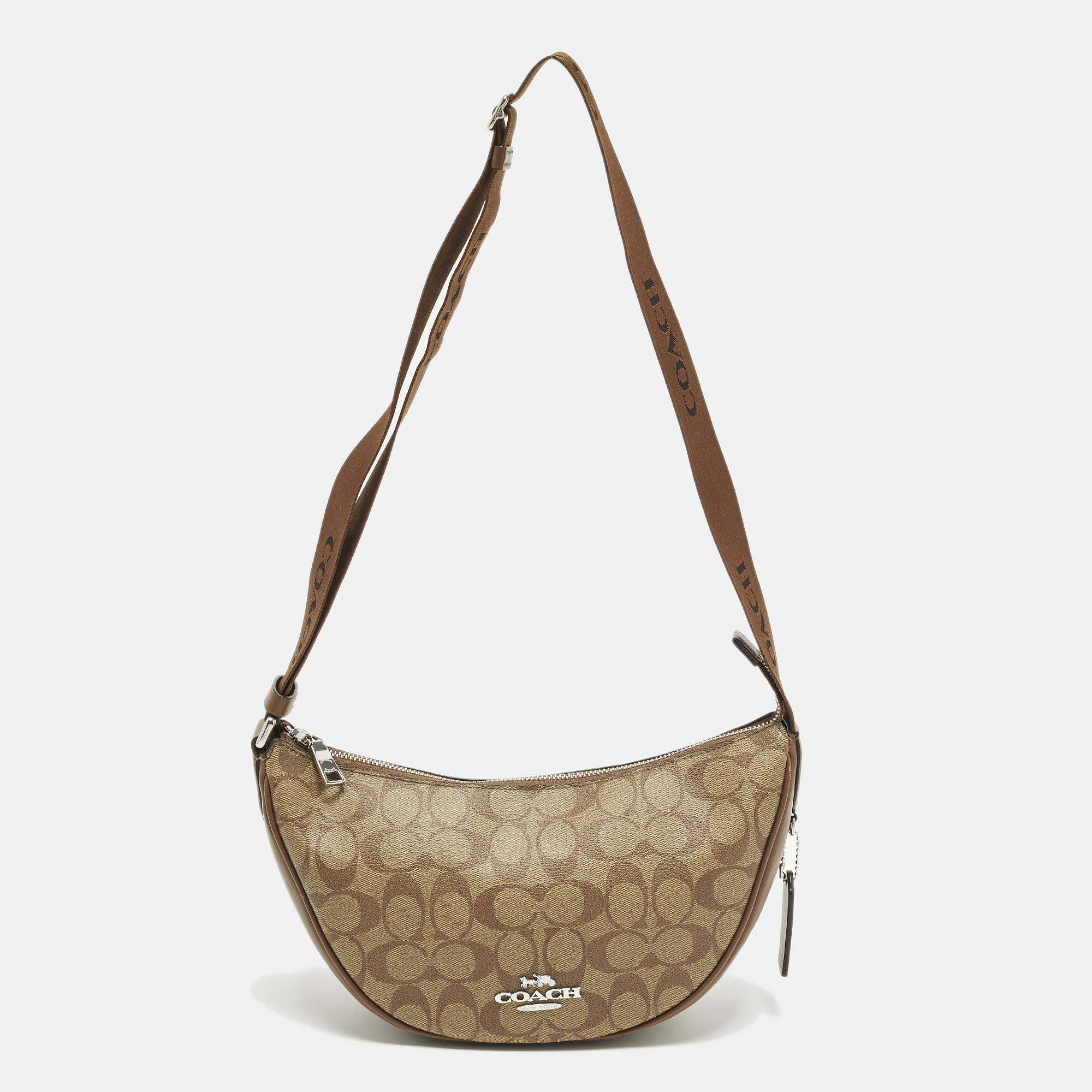 

Coach Pace Beige/Brown Signature Coated Canvas and Leather Crossbody Bag