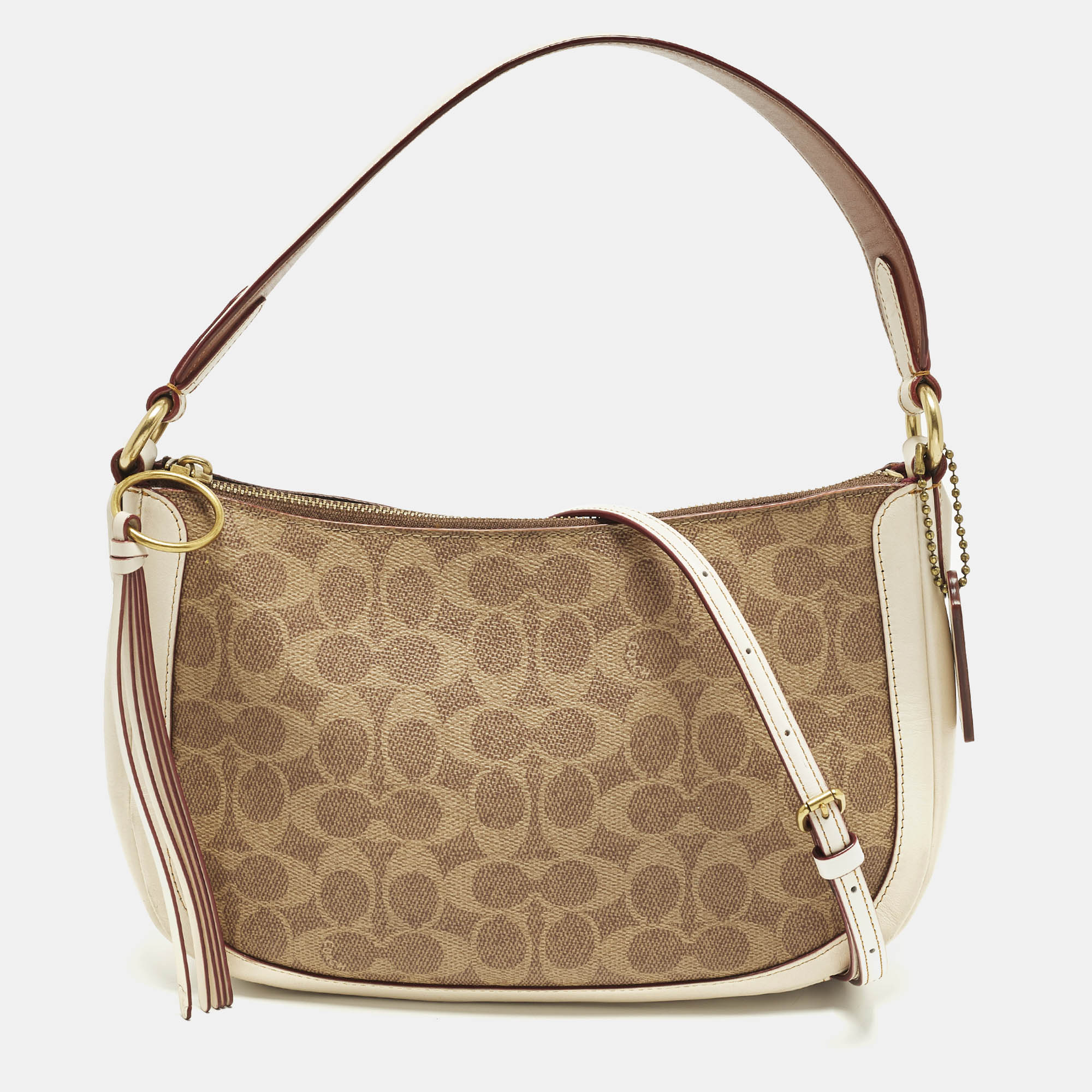 

Coach Sutton Off White/Brown Signature Coated Canvas and Leather Crossbody Bag
