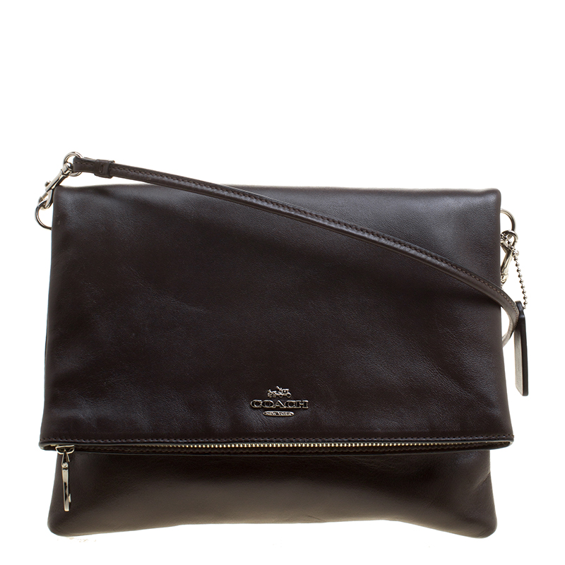 coach leather foldover crossbody bag