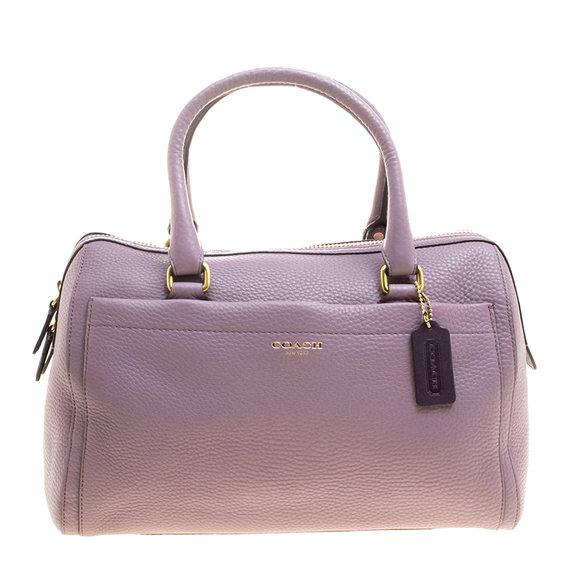 Pre Owned Coach Lilac Leather Boston Bag