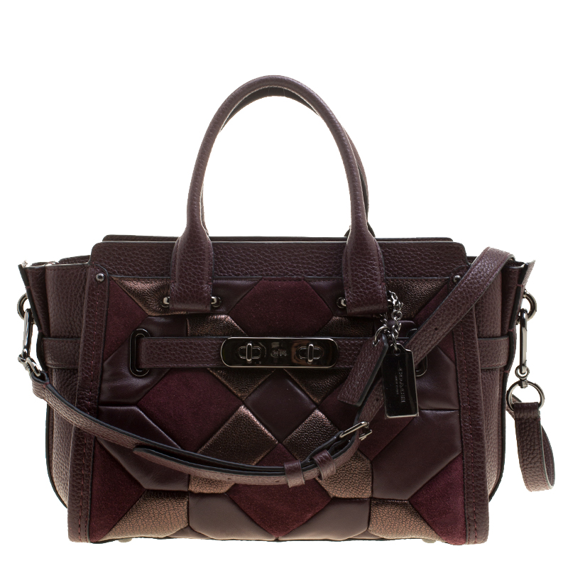 Pre Owned حقيبة كوتش سواغر كانيون جلد أحمر داكن مبطن