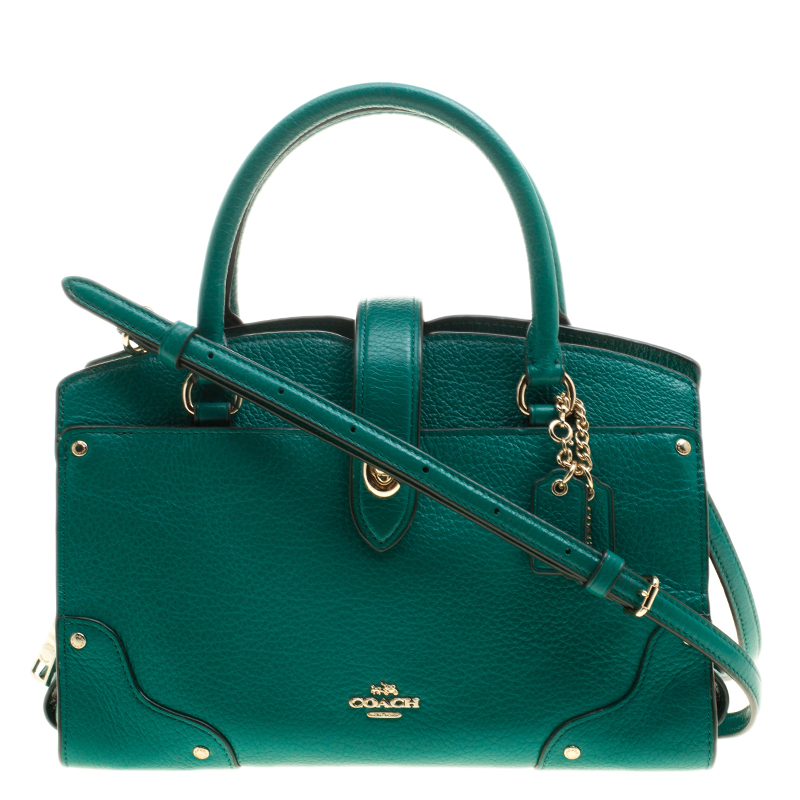 Coach Green Pebbled Leather Mercer 24 Satchel