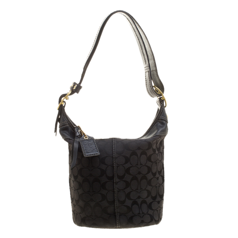 Coach Black Signature Canvas Bucket Hobo