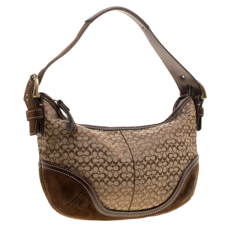 coach brown suede shoulder bag