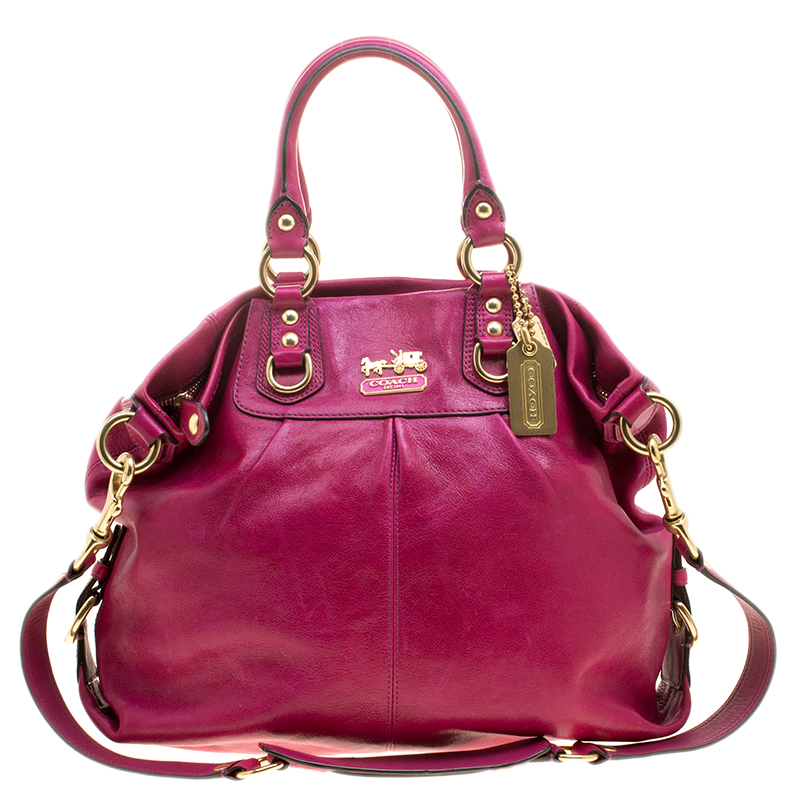 Pre Owned Coach Fuchsia Leather Ashley Tote