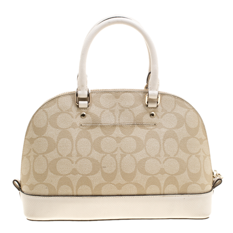 Coach Beige/White Signature Coated Canvas and Leather Sierra Satchel Coach