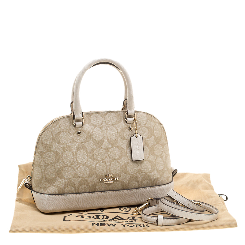 Coach Beige/White Signature Coated Canvas and Leather Sierra Satchel Coach