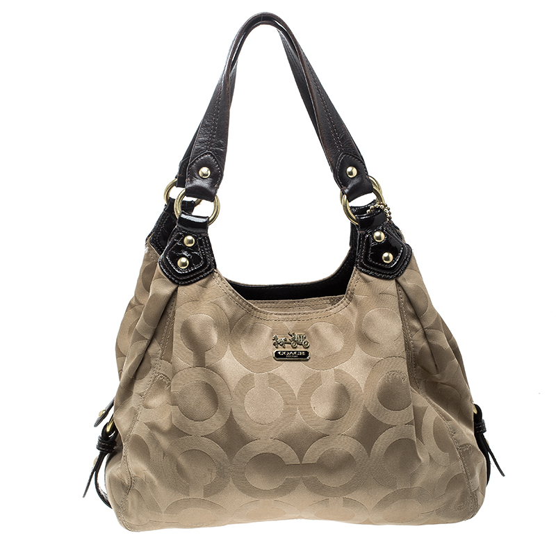 Coach Beige/Brown Signature Canvas Satchel 