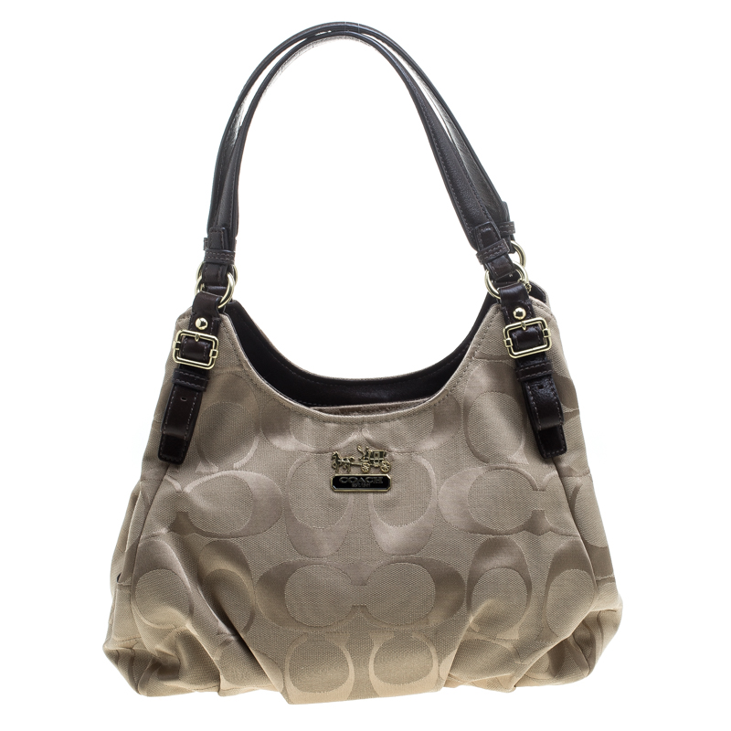 Coach Beige/Brown Signature Canvas Satchel