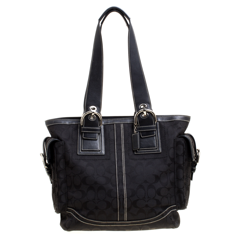 Pre Owned حقيبة يد كوتش كانفاس شهير سوداء