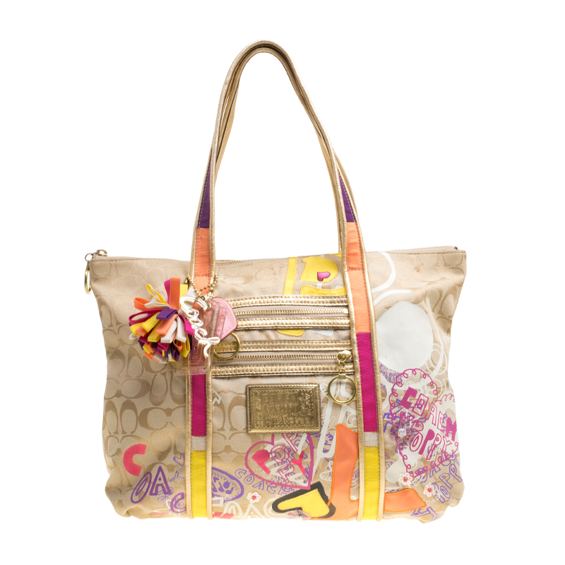 Coach poppy graffiti discount tote