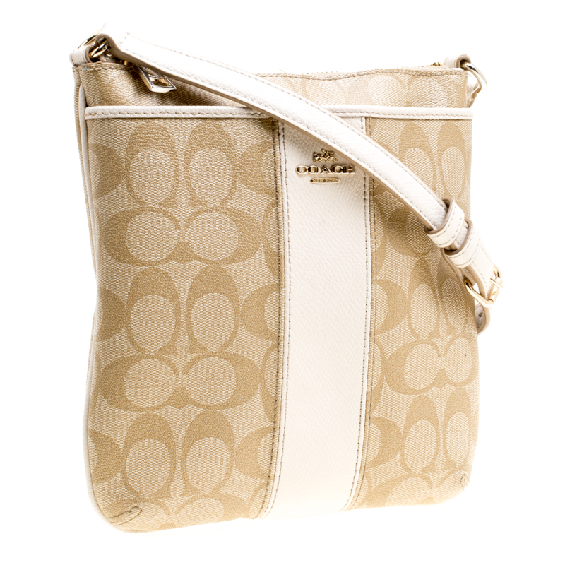 Coach Beige/White Signature Canvas and Leather Crossbody Bag Coach | TLC