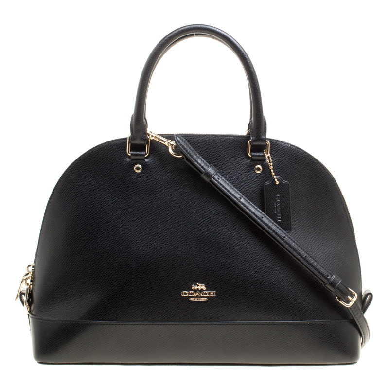 Pre Owned Coach Black Leather Sierra Top Handle Bag