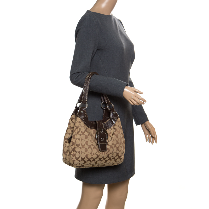 

Coach Beige/Brown Signature Canvas Shoulder Bag