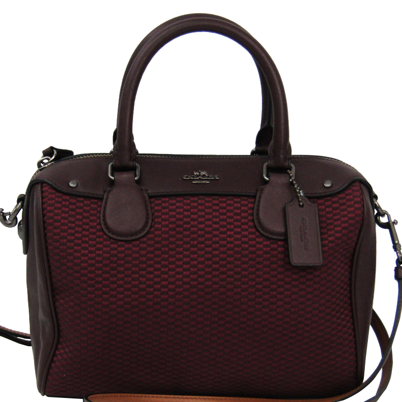 Pre Owned حقيبة كوتش ميني بنت جلد وكانفاس بوردو