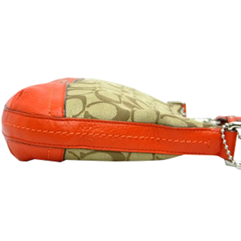 

Coach Khaki/Orange Signature Canvas and Leather Shoulder Bag, Multicolor