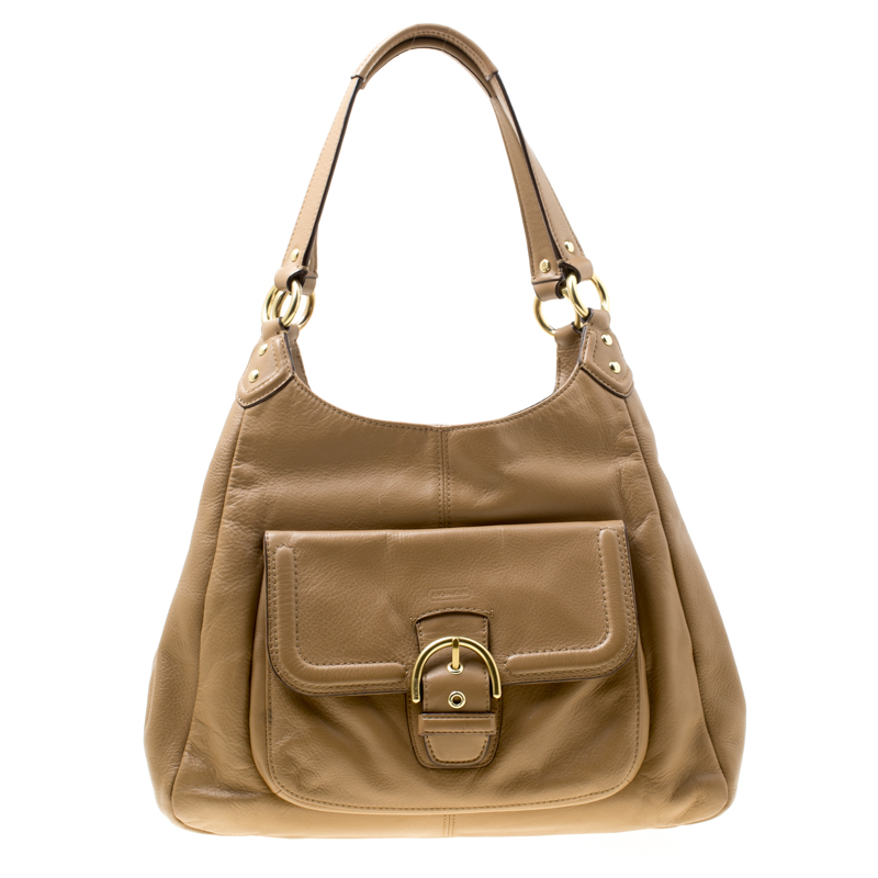 Pre Owned Coach Brown Leather Pocket Tote